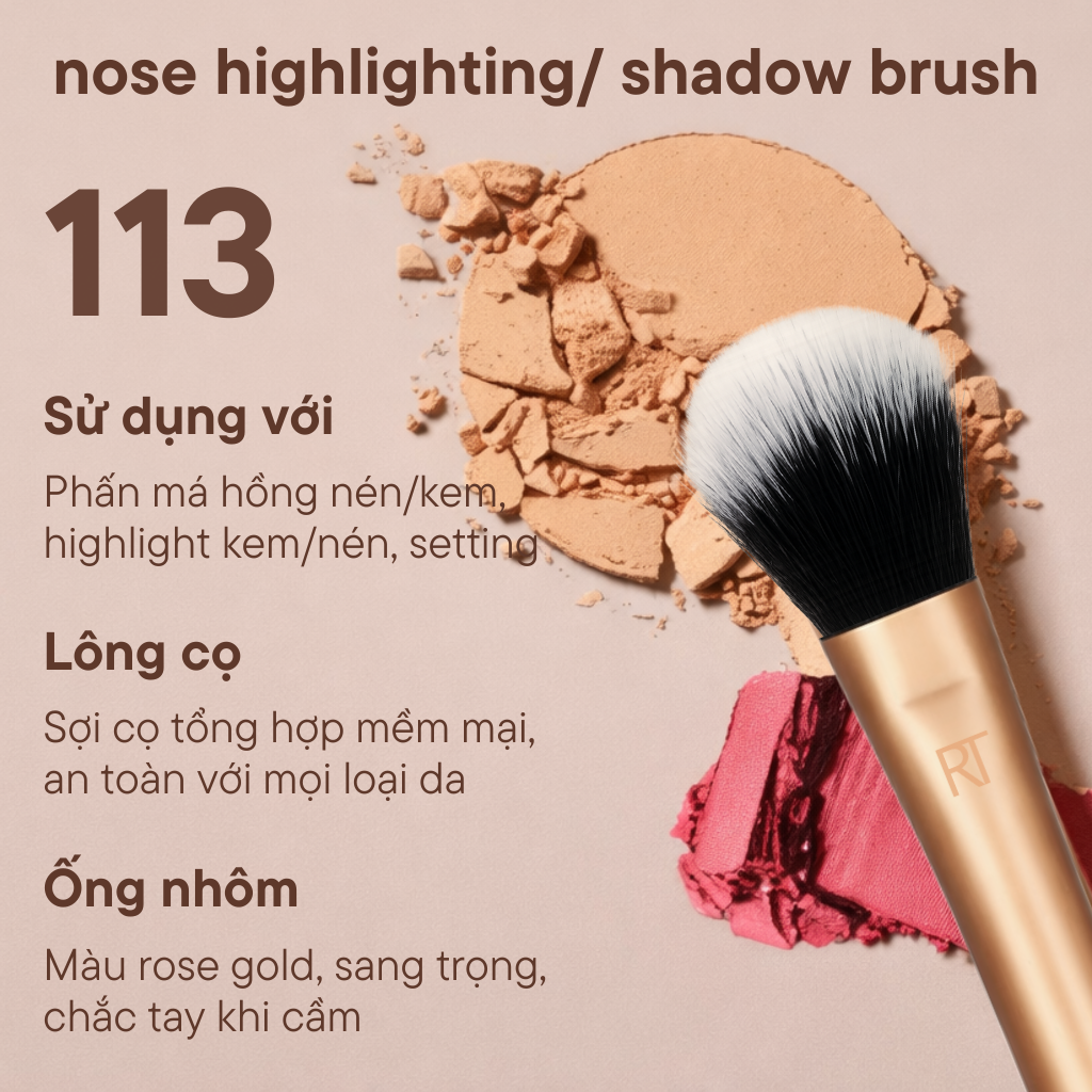 Cọ Tạo Khối Và Highlight Mũi RT Real Techniques Nose Highlighting Và Shadow Brush R113